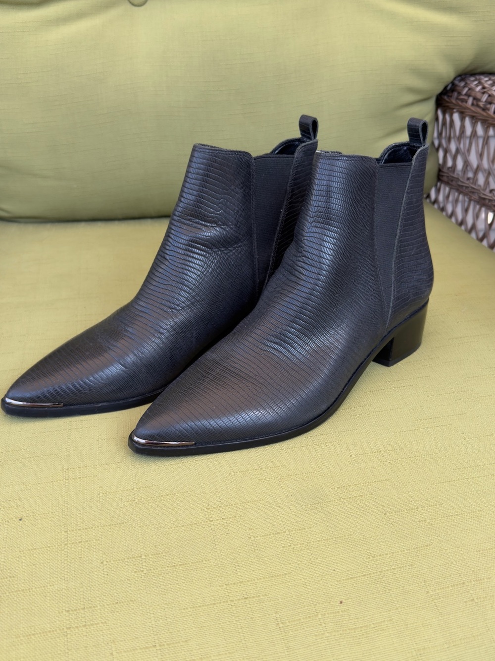 LADIES MARK FISHER LTD LIZARD EMBOSSED CHELSEA BOOTS SIZE 8